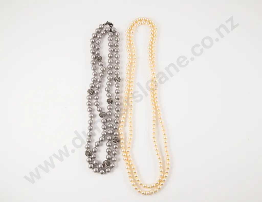 Two Imitation Pearl Opera Length Necklaces Image 1++