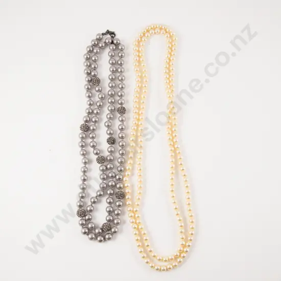 Two Imitation Pearl Opera Length Necklaces