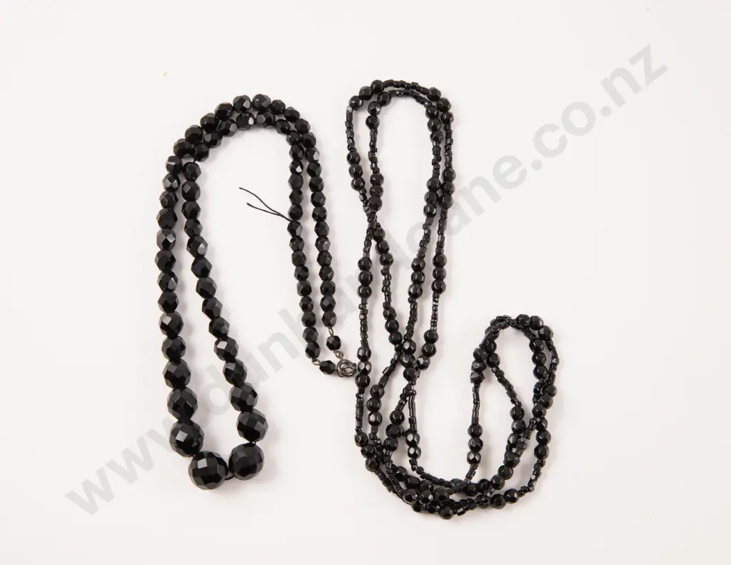 Two French Jet Beaded Necklaces Image 1++