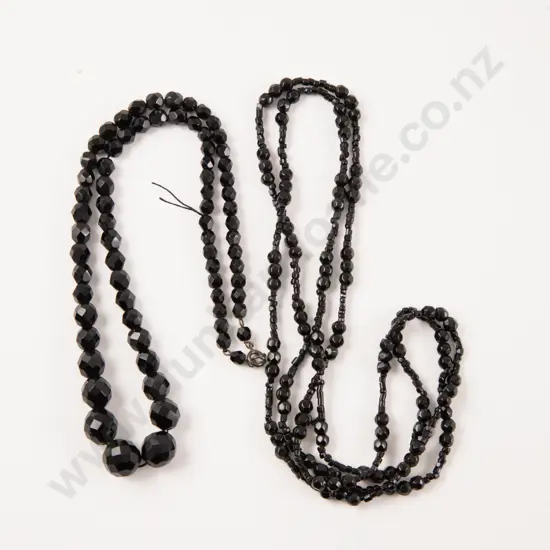 Two French Jet Beaded Necklaces