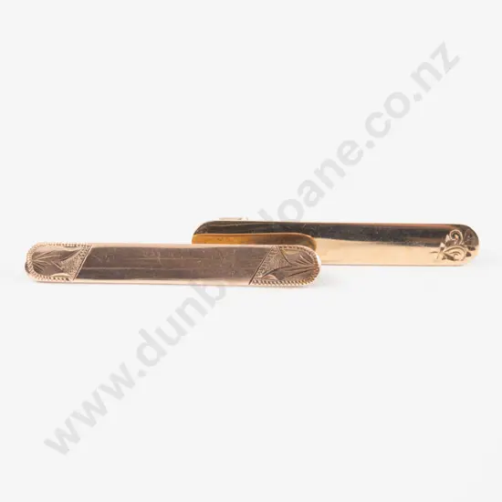 Two 9ct Engraved Bar Brooches