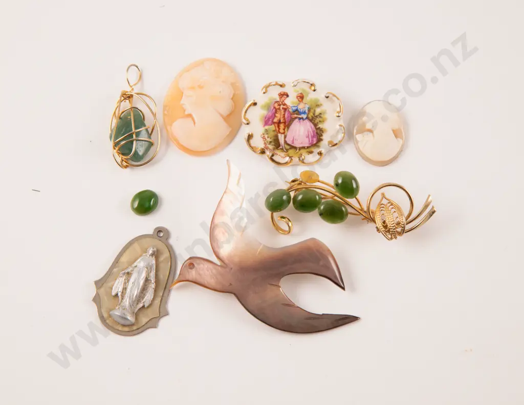 Virgin Mary MOP Pendant and Brooch with Collection of Assorted Costume Jewellery Image 1++