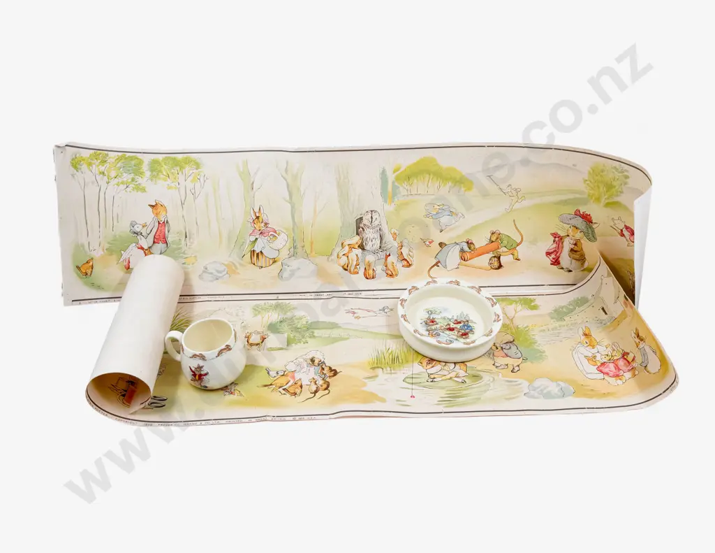 Two Pieces of RD Bunnykins together with Loose Beatrix Potter Prints Image 1++