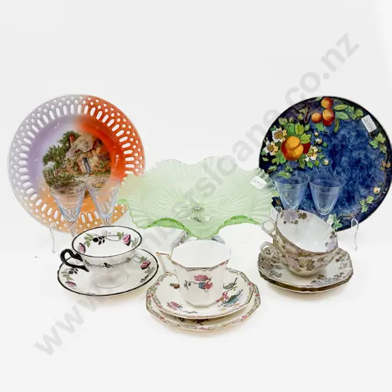 Fancy China - Shelley Cups/Saucers With Assorted Glassware
