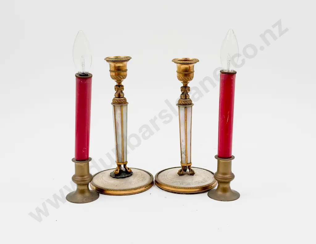 Pair of MOP and Brass Candlesticks with other Pair Image 1++