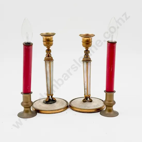 Pair of MOP and Brass Candlesticks with other Pair
