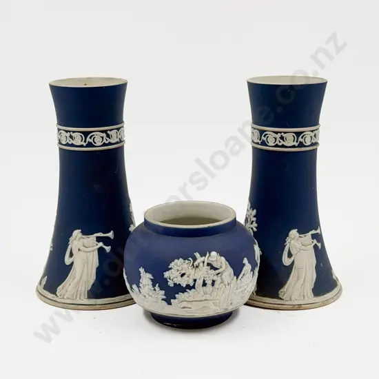 Pair of Tunstall Jasperware Vases and Smaller Vase