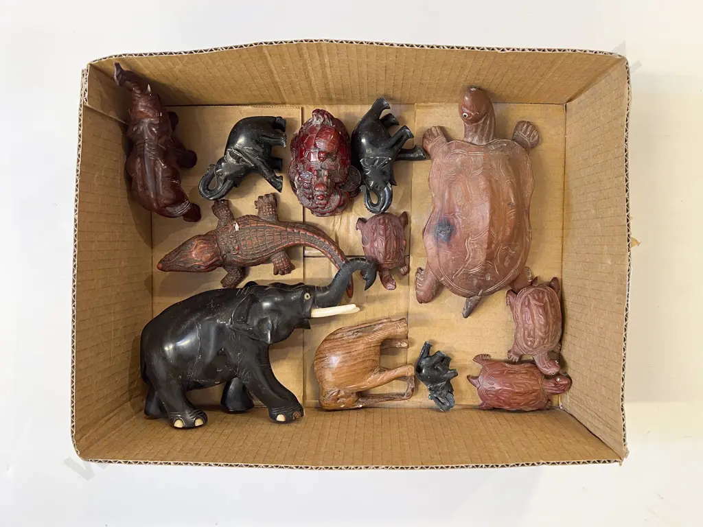 Qty of Assorted Animal Ornaments Including Ebony Elephants Image 1++