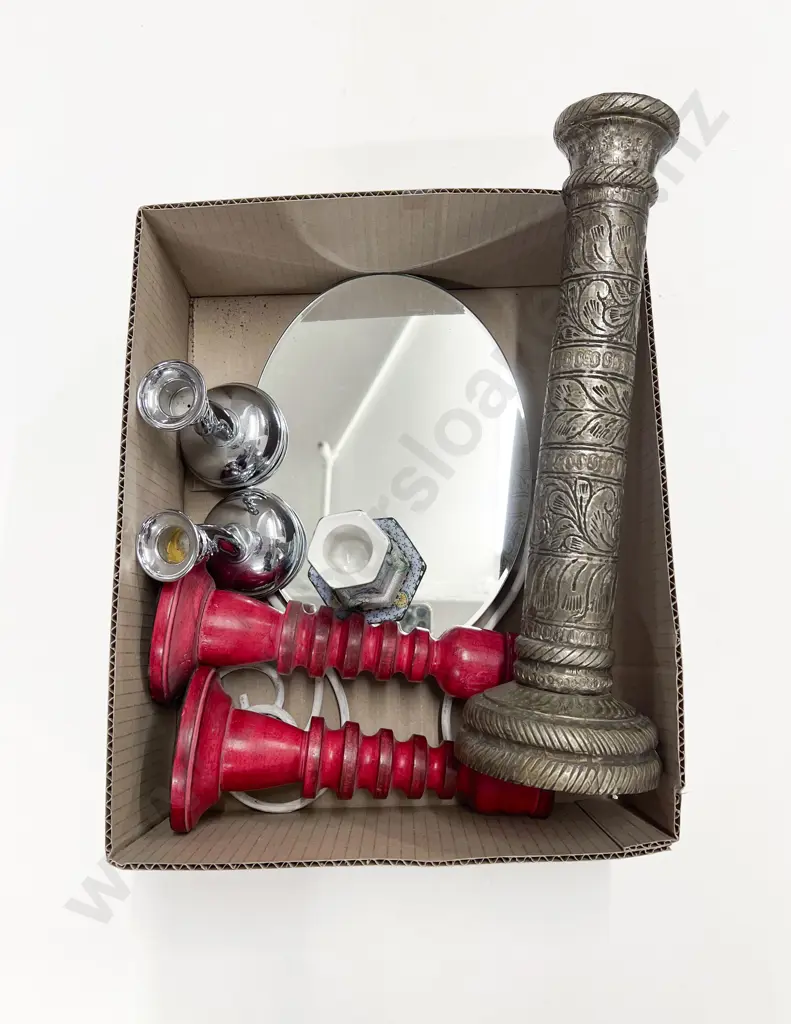Quantity of Assorted Candlesticks together Small Decorative Mirror Image 1++