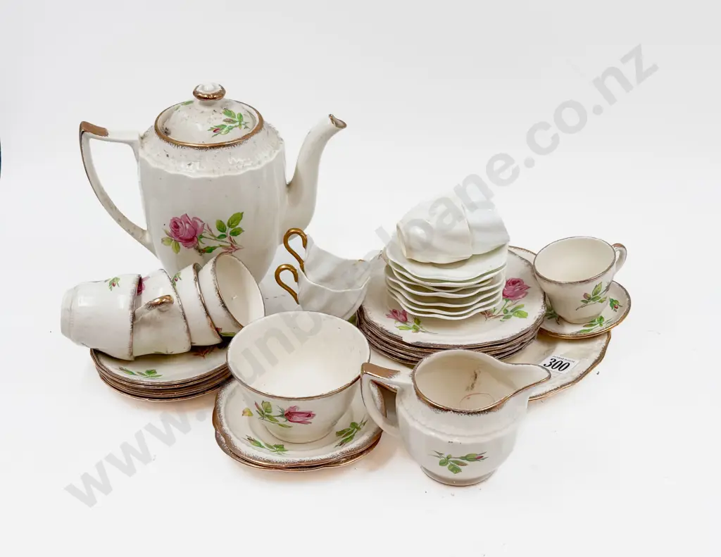 Rose Pattern Coffee Set together with Coalport Demi Tasse Cups & Saucers Image 1++