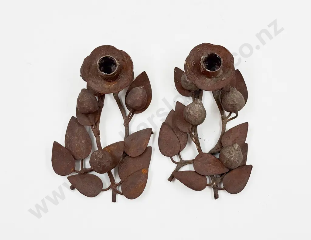 Pair of Decorative Metal Candle Holders Image 1++