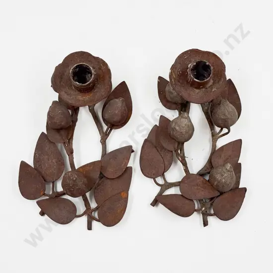 Pair of Decorative Metal Candle Holders