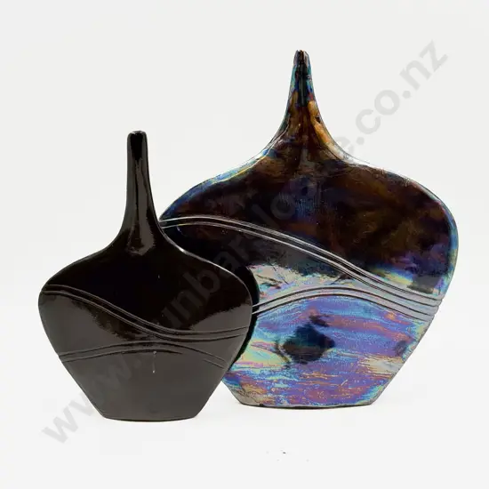 Patti Meads Oil Glazed Flat Form Vase together with Smaller Similar Example