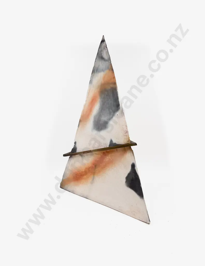 Sarah Meads Large Pottery Prism Form with Central Brass Banding Image 1++