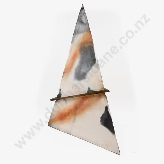 Sarah Meads Large Pottery Prism Form with Central Brass Banding