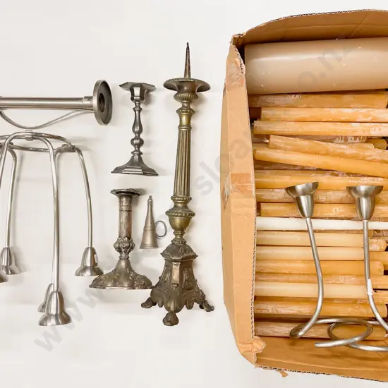 Quantity of Assorted Candelabras & Candle Holders incl Large Quantity of Assorted Candles