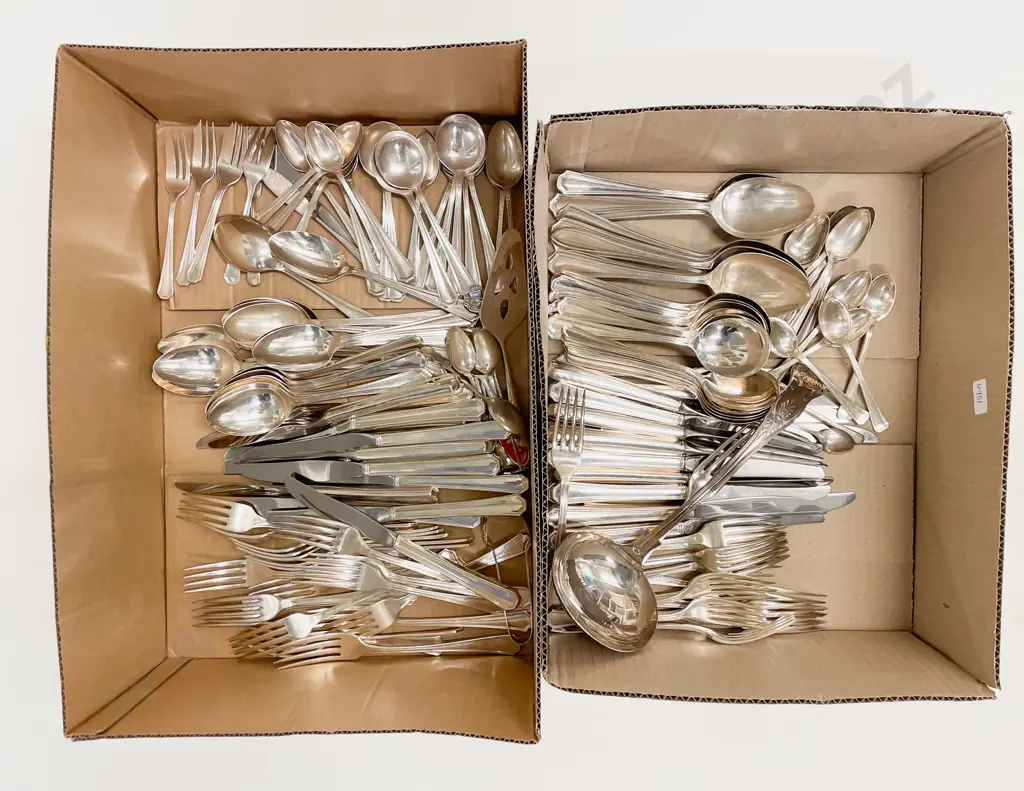 Two Boxes of Assorted S/P Cutlery incl Kings Pattern Ladle Image 1++