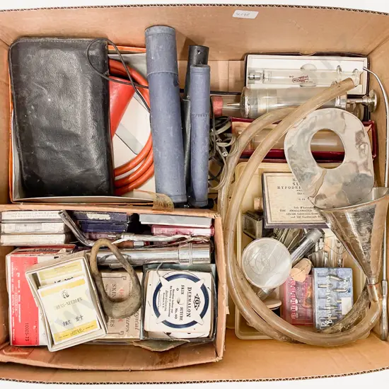Box Quantity of Assorted Vintage Medical Empheria