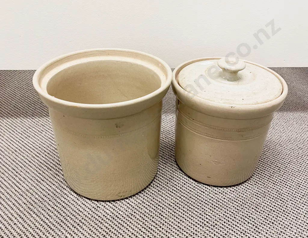 Five Assorted Stoneware Crocks of Sizes (Four with Lids) Image 1++