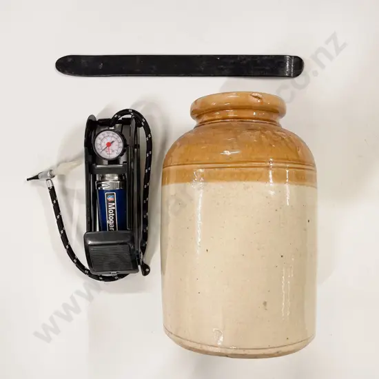 Stoneware Crock together with Others