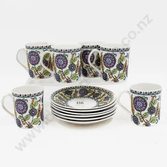 Set of Six Elizabethan Made "Tara" Pattern Cups & Saucers