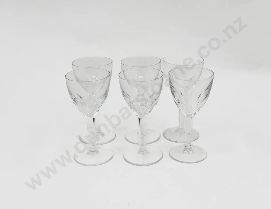 Set Six C20th Faceted Bowl Liquor Goblets Image 1++