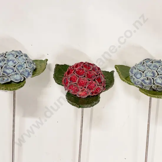 Set of Three Pottery Hydrangeas