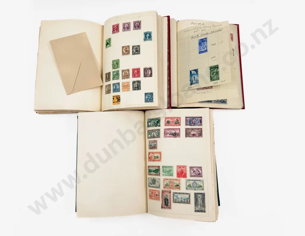 Three Vintage World Stamp Albums with NZ and Australia Image 1++