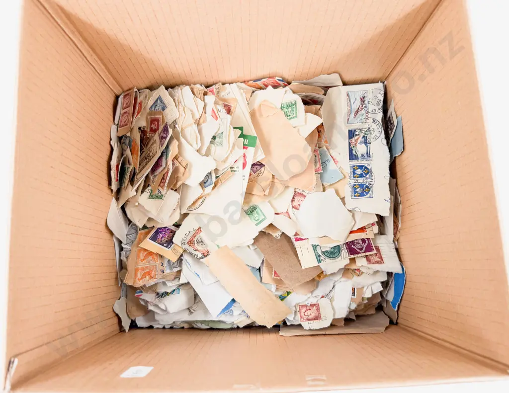 Large Qty Mainly NZ Pre-Decimal Unsorted Stamps on Envelope Papers Image 1++