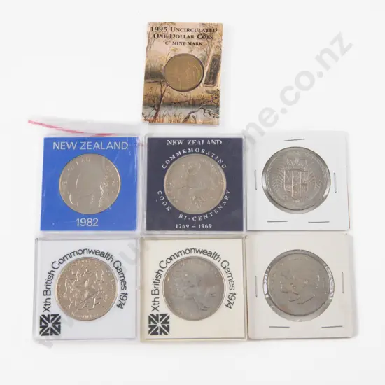 NZ Six Commemorative $1 and 1995 Unc $1