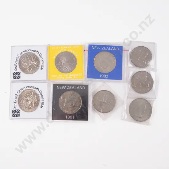NZ Four Commemorative $1 1970 Samoa $1 1977 Royal Jubilee Coin x3 and Churchill