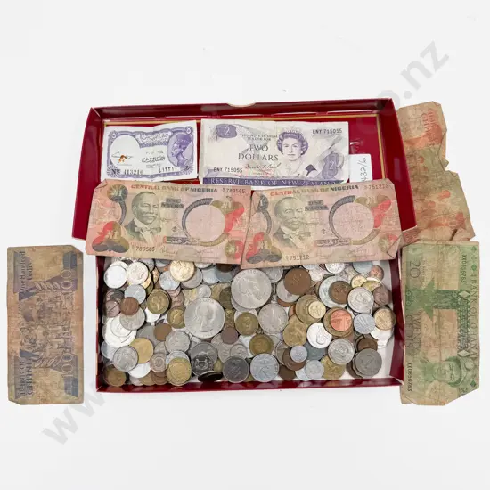Qty Vintage World Pocket Change Coinage and Some Bank Notes