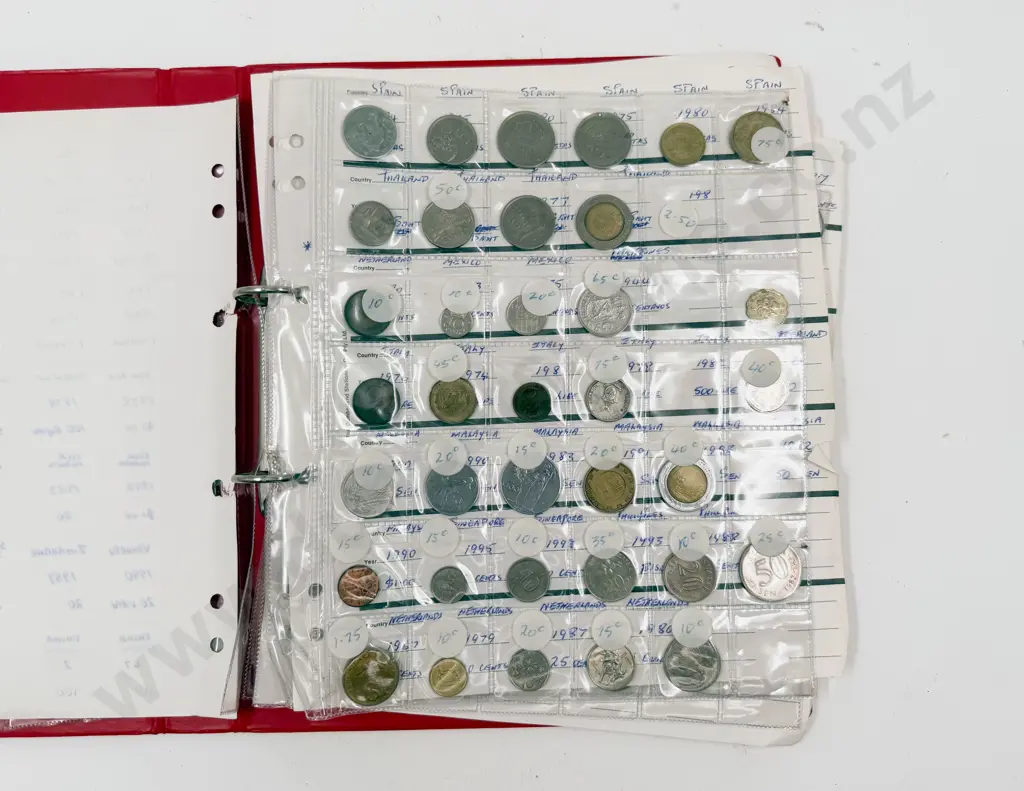 World Coin Album Seven Pages C1950 to 1990's Image 1++