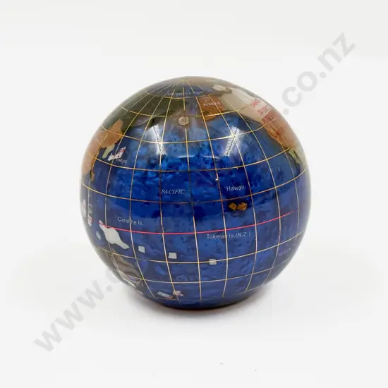 Various Agate World Globe Paperweight