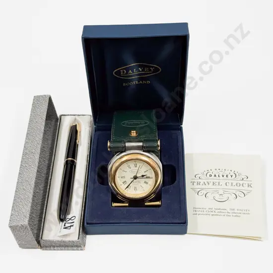 Boxed Parker Fountain Pen 14K Nib with Dalvey Travel Clock