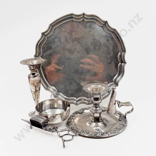 Quantity of Assorted S/P incl Chamber Stick & Candle Snuffer