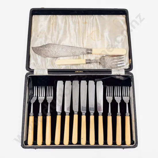 Cased Bone Handled Fish Service