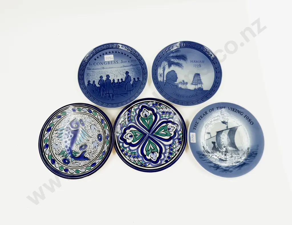 Three Royal Copenhagen Comm Plates & Two Others Image 1++