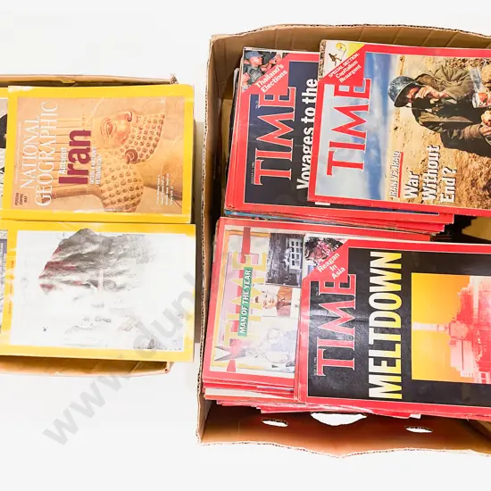 Box of Assorted National Geographics together with Other Box of Assorted Time Magazines