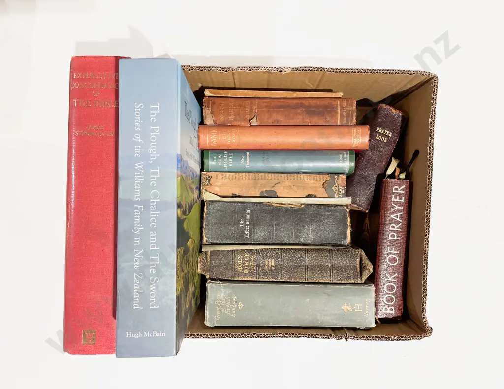 Boxed of Assorted Books Including Bible & Prayer Books Etc Image 1++