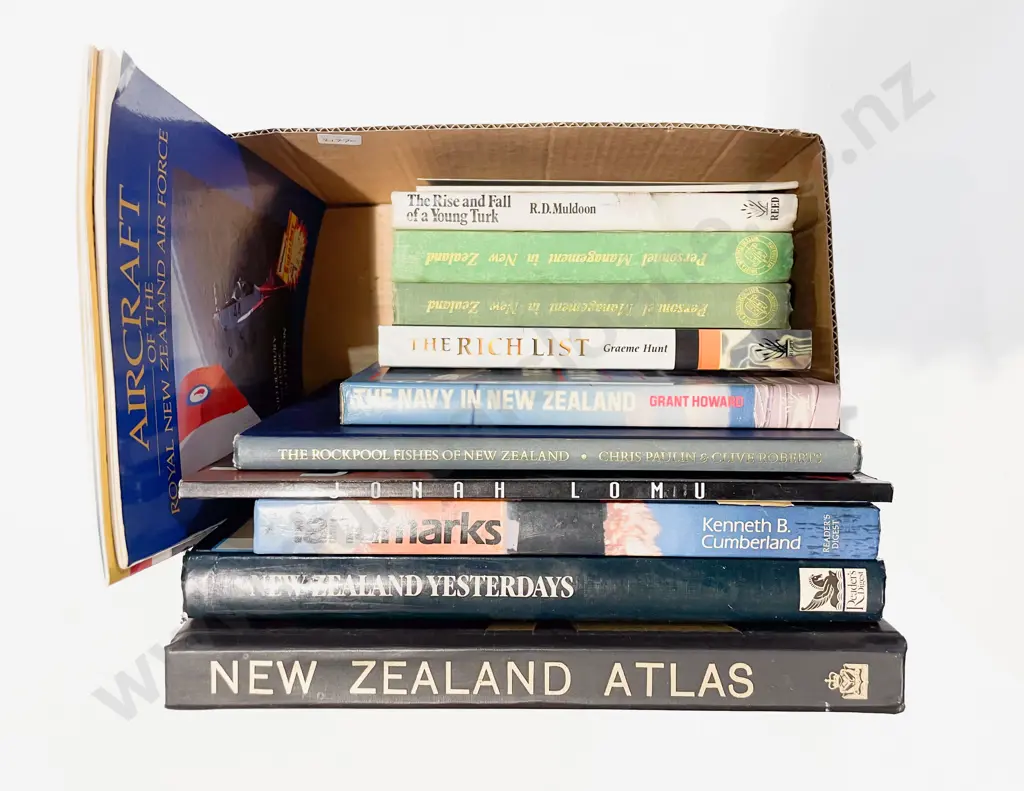 Box of Assorted Books Including NZ Reference Image 1++