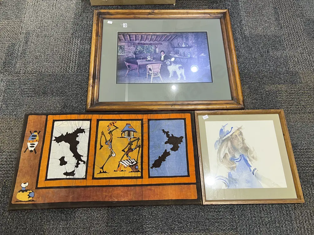 Grant Banbury - Girl with Headscarf - W/C together with Batik Work & Other Image 1++