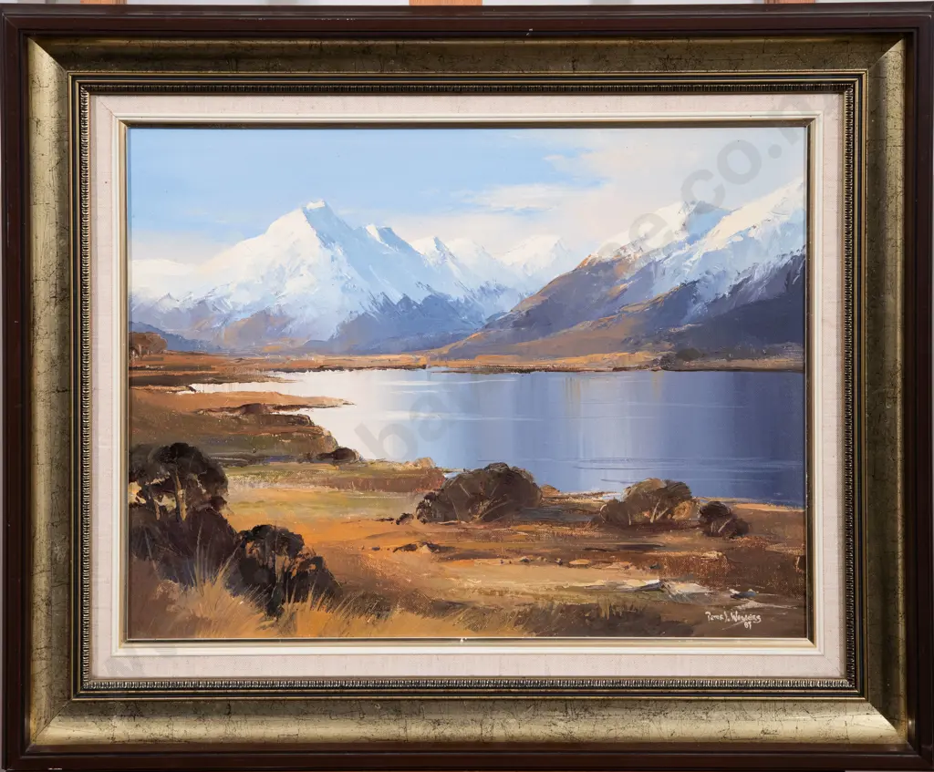 Peter J Wallers - Mt Cook Lake Pukaki - Oil on Board Image 1++