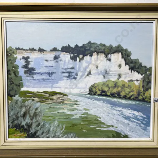 P K Kingdon - Rangitikei River - Oil on Board