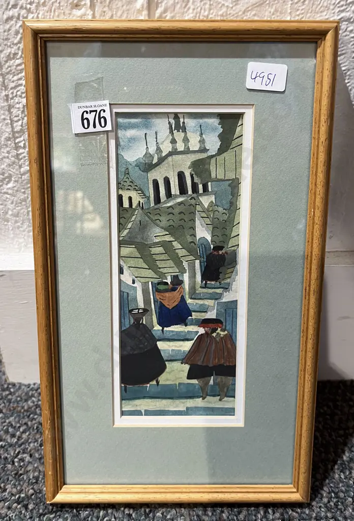 Unknown Artist - Peruvian Street Scene - Watercolour Image 1++