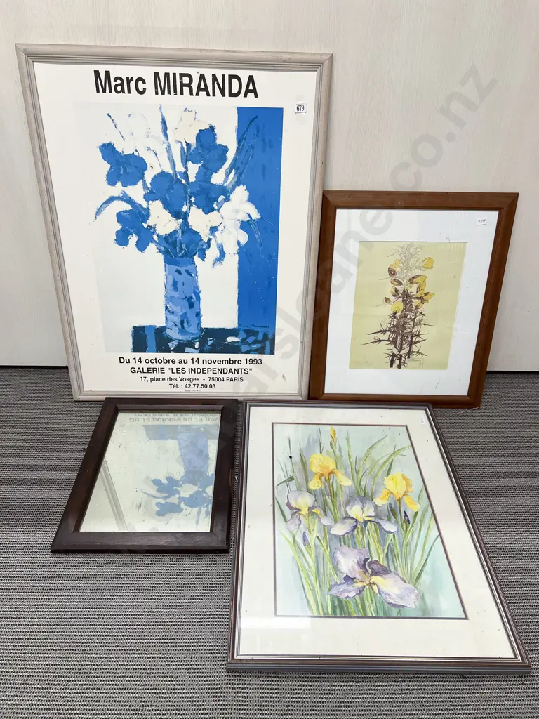 Three Assorted Framed Artworks & Mirror Image 1++