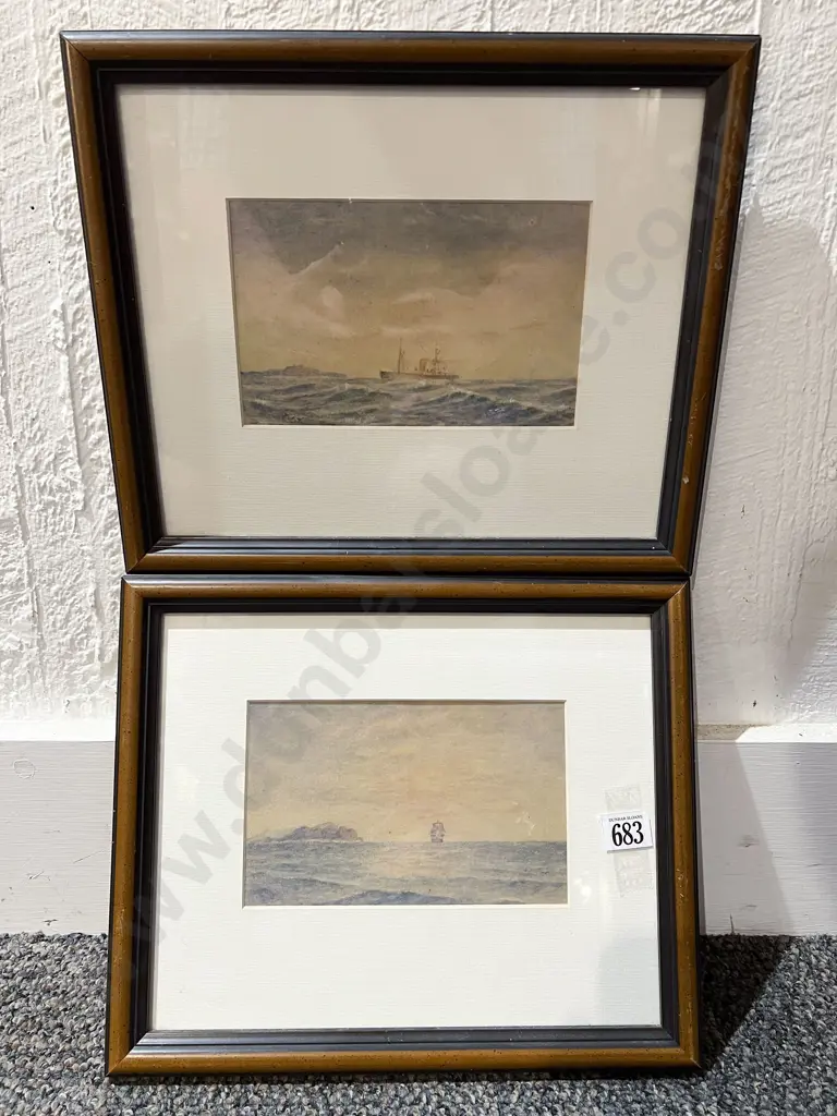 Unknown Artist - Pair of Watercolour Seascapes Image 1++
