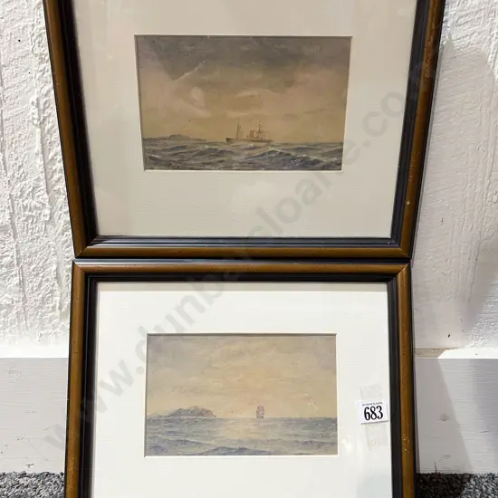 Unknown Artist - Pair of Watercolour Seascapes