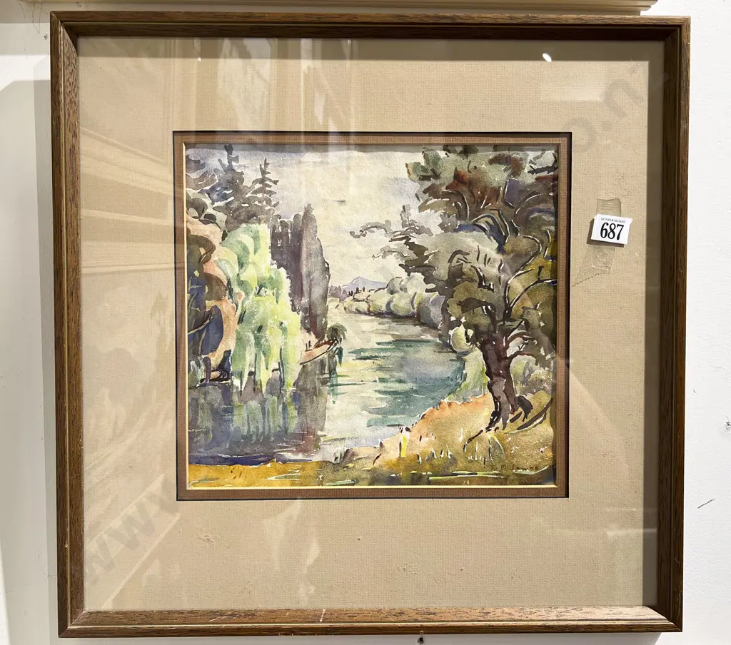 Eana B. Jeans - Riverside Scene - Watercolour Image 1++