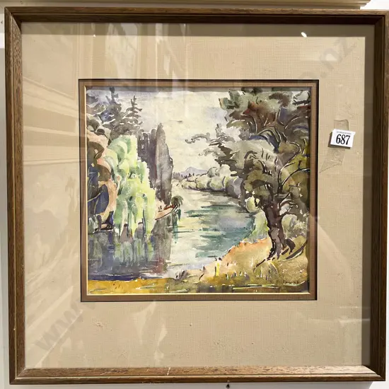 Eana B. Jeans - Riverside Scene - Watercolour